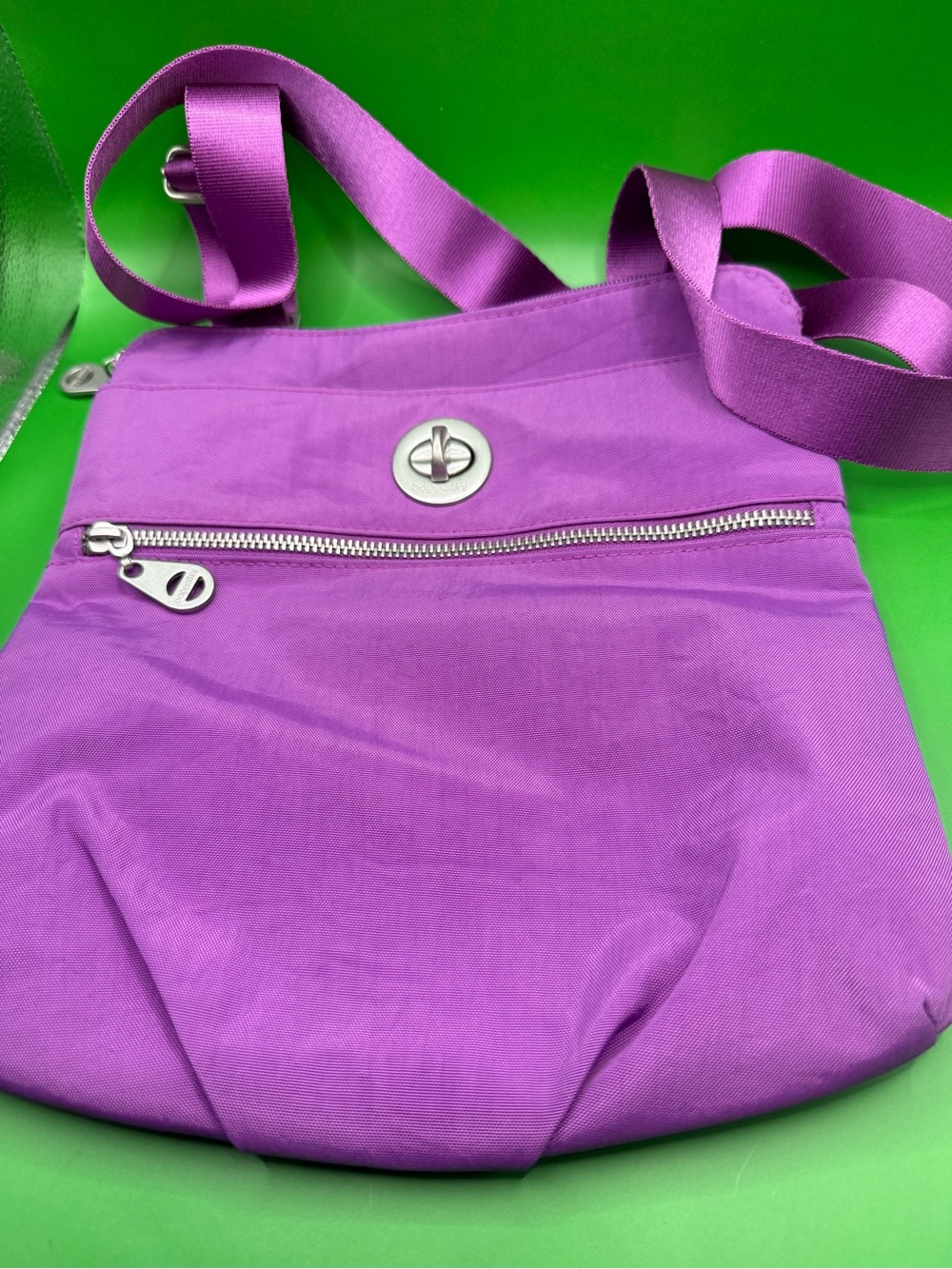 Baggallini Purple Crossbody Bag with Silver Hardware